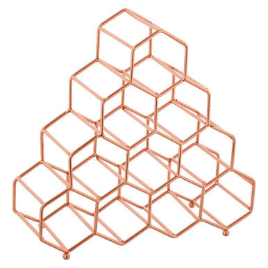 Copper Plated Spice Rack with 10 Hexagonal Sections