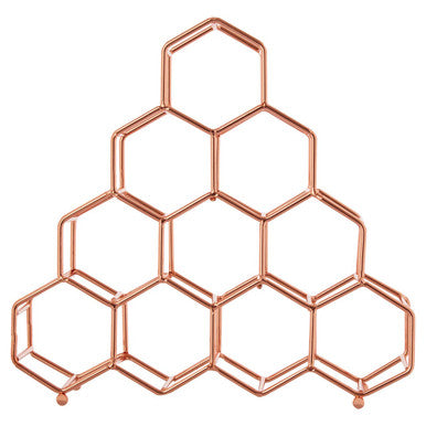 Copper Plated Spice Rack with 10 Hexagonal Sections
