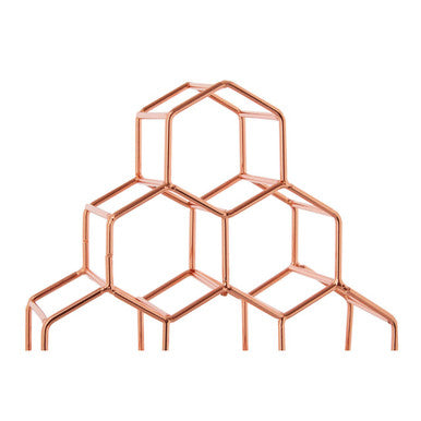 Copper Plated Spice Rack with 10 Hexagonal Sections