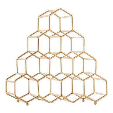 10 Bottle Gold Finish Spice Rack with Honeycomb Design