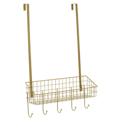 Gold Finish Over the Door Hanger with Shelf and Hooks