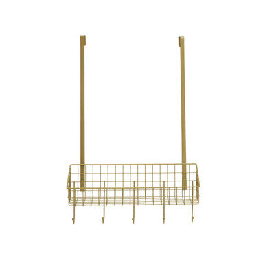 Gold Finish Over the Door Hanger with Shelf and Hooks