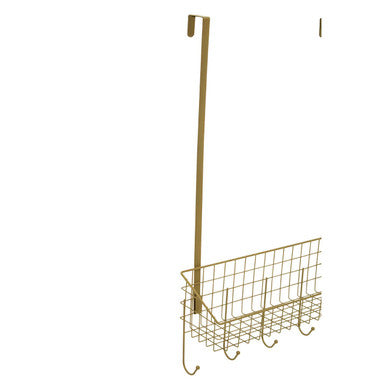 Gold Finish Over the Door Hanger with Shelf and Hooks