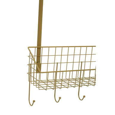 Gold Finish Over the Door Hanger with Shelf and Hooks