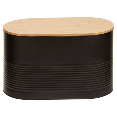Black Bread Bin with Bamboo Lid
