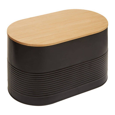 Black Bread Bin with Bamboo Lid