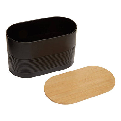 Black Bread Bin with Bamboo Lid