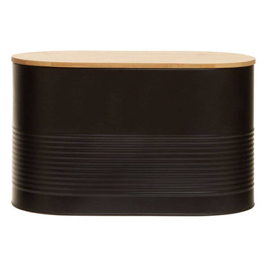 Black Bread Bin with Bamboo Lid