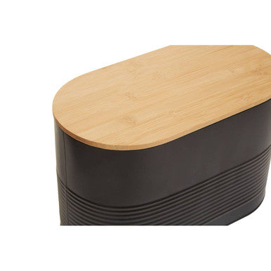 Black Bread Bin with Bamboo Lid