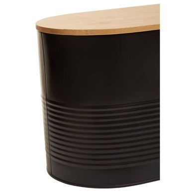 Black Bread Bin with Bamboo Lid