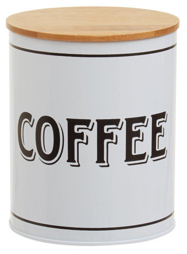 White Metal Coffee Canister