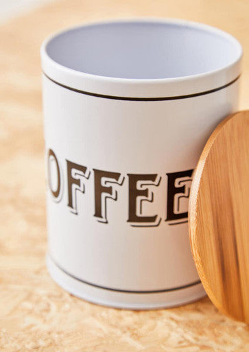 White Metal Coffee Canister