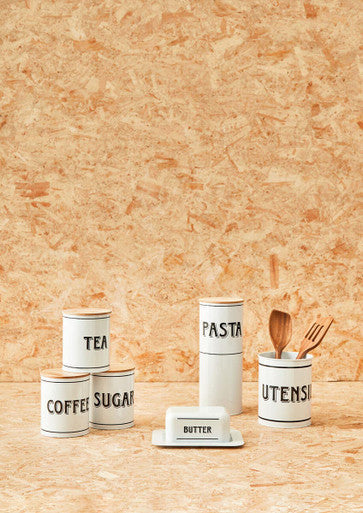 White Metal Coffee Canister