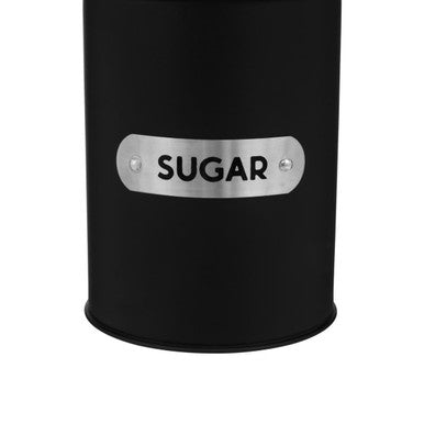 Black Enamel Sugar Canister with White Marble Lid