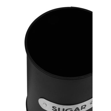 Black Enamel Sugar Canister with White Marble Lid