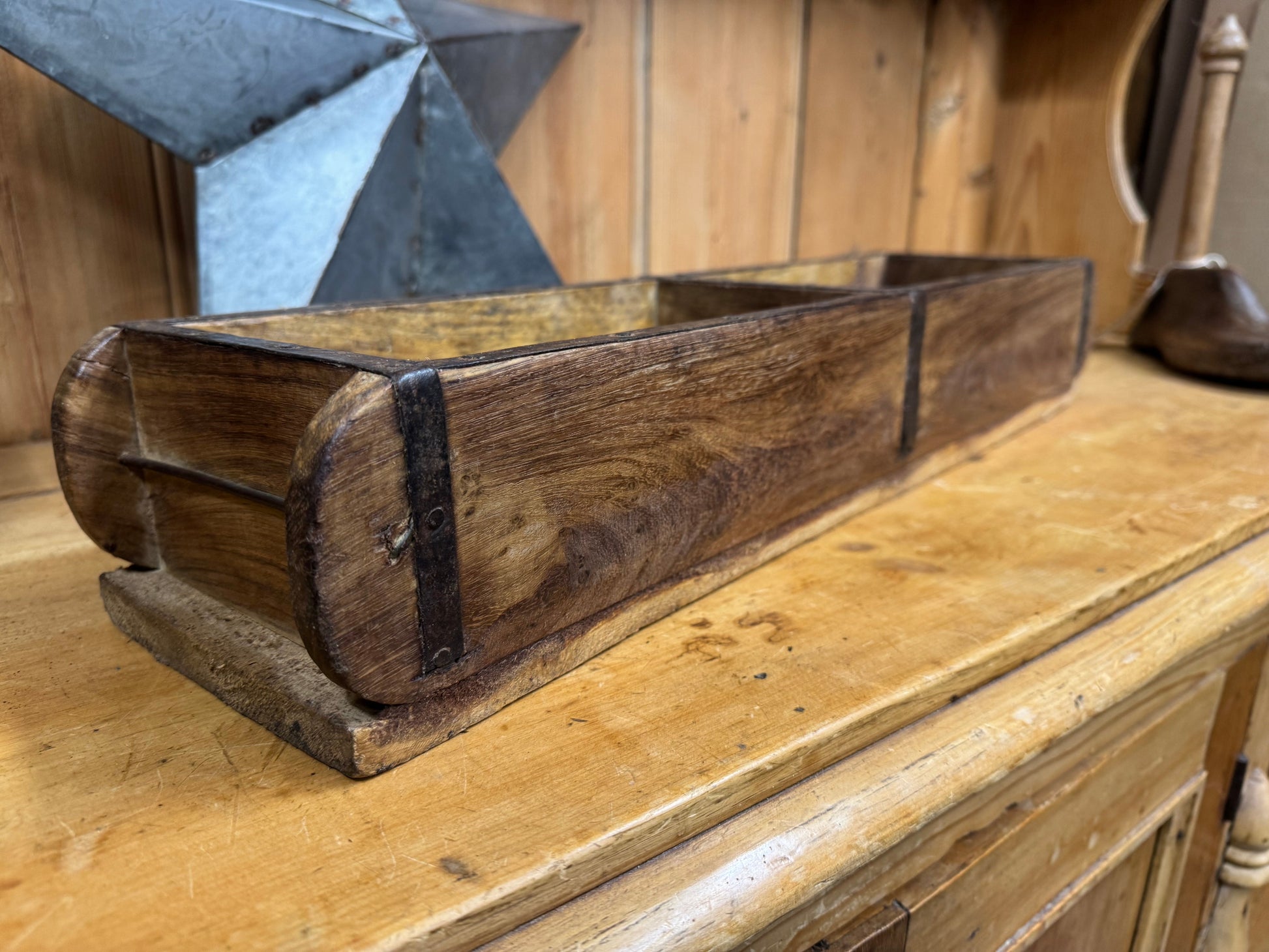 Rustic Wooden Double Brick Mould Planter and Storage Box