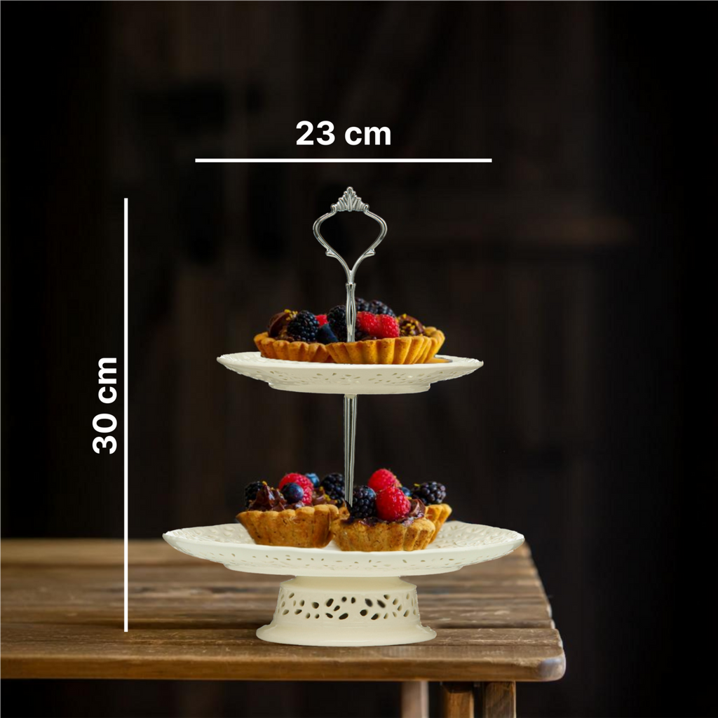 2 Tier Ceramic Lace Cake Plate