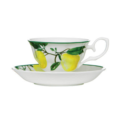 Lemon Tree Cup and Saucer in Cream