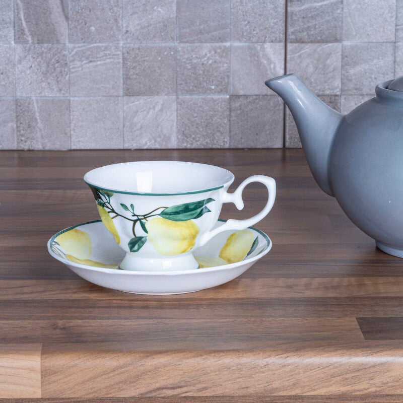 Lemon Tree Cup and Saucer in Cream