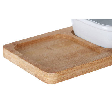 Bamboo Snack Tray with White Dipping Bowl