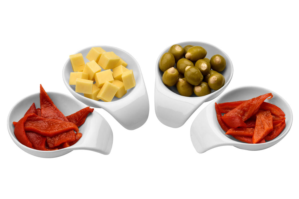 Set of Four White Tapas Serving Dishes