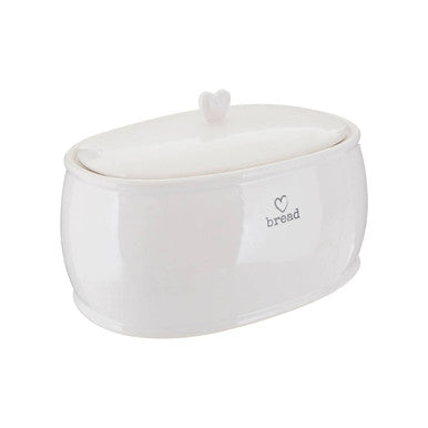White Dolomite Bread Bin with Heart Knob