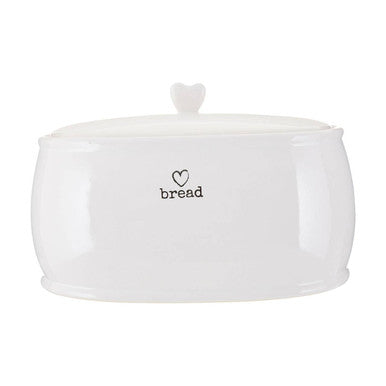 White Dolomite Bread Bin with Heart Knob