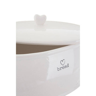 White Dolomite Bread Bin with Heart Knob
