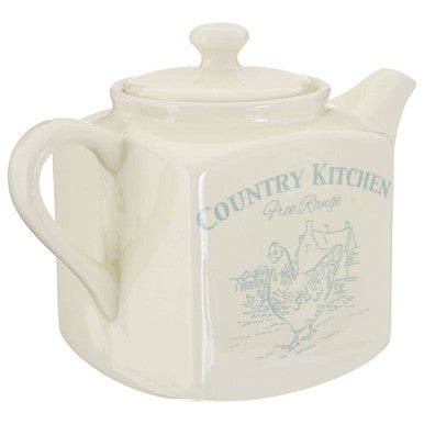 Country Kitchen Teapot in Blue and Cream