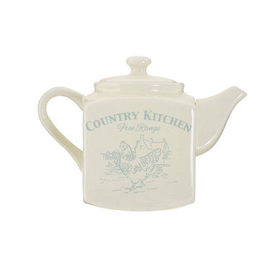 Country Kitchen Teapot in Blue and Cream