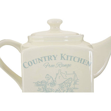Country Kitchen Teapot in Blue and Cream