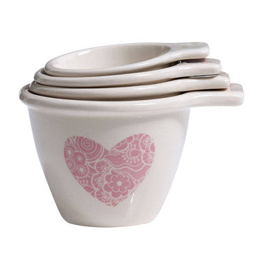 Set of 4 Measuring Cups with Pastel Hearts