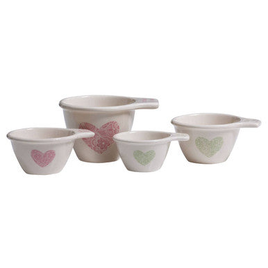 Set of 4 Measuring Cups with Pastel Hearts