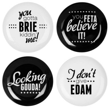 Set of Four Cheese Plates with Witty Sayings