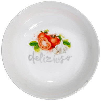White Pasta Bowl with Italian Motif