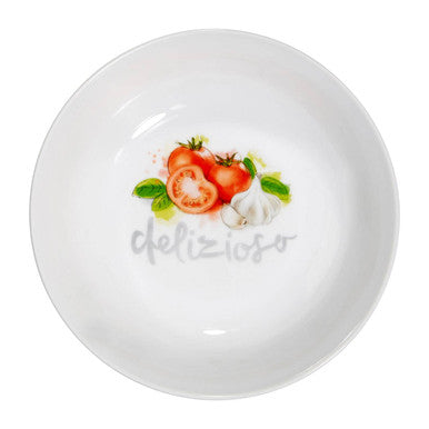 White Pasta Bowl with Italian Motif