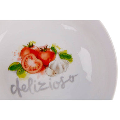 White Pasta Bowl with Italian Motif