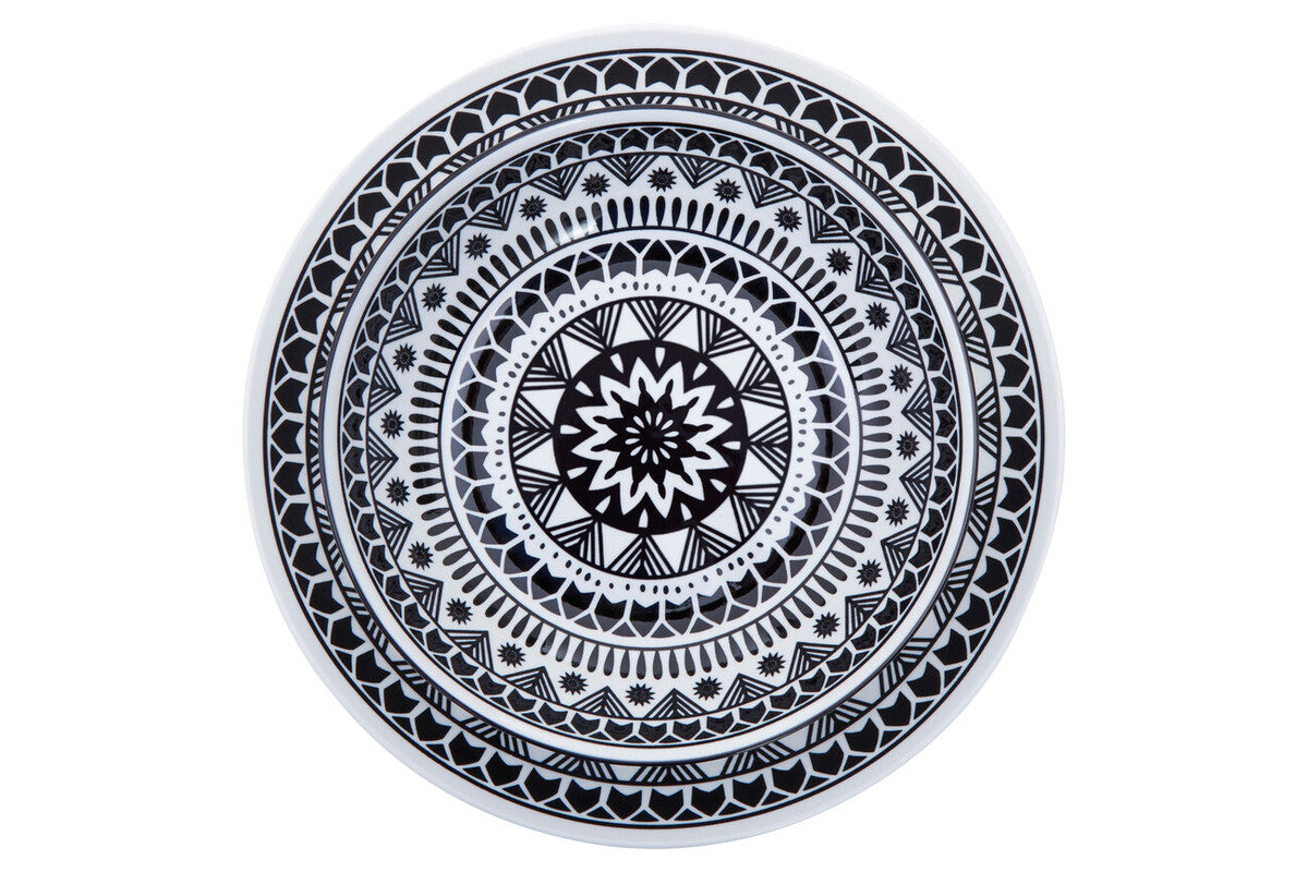 Maya 12 Piece Black and White Dinner Set