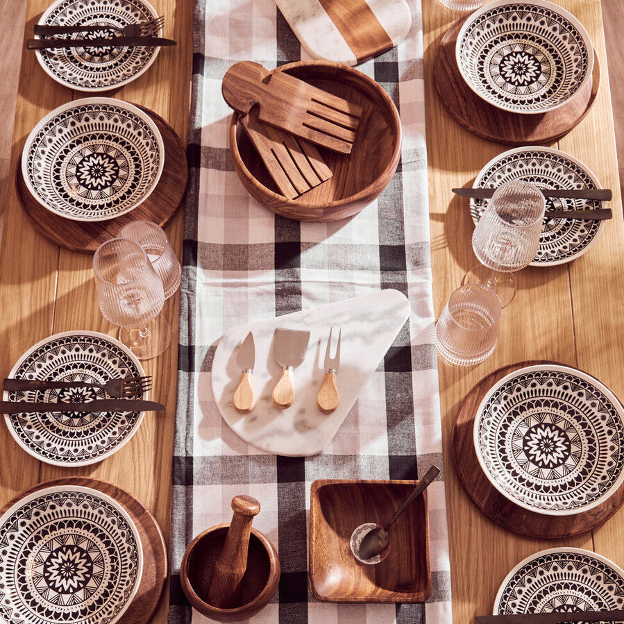 Maya 12 Piece Black and White Dinner Set