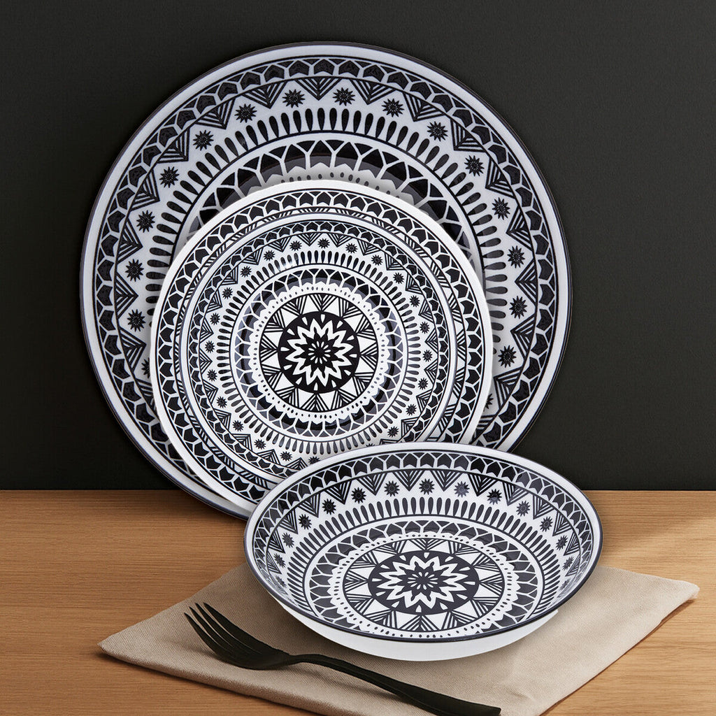 Maya 12 Piece Black and White Dinner Set