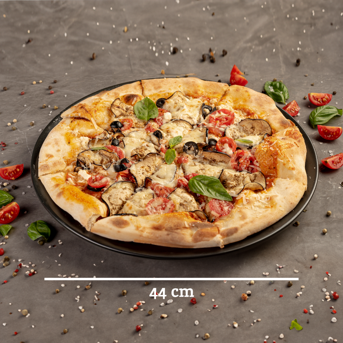 Black Stoneware Pizza Plate