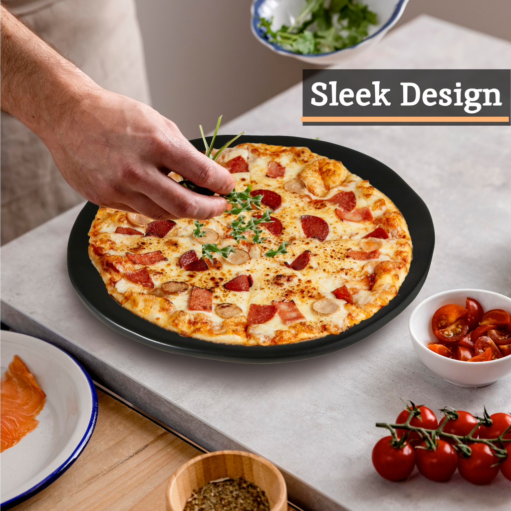 Black Stoneware Pizza Plate