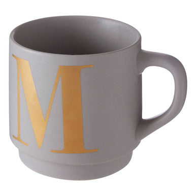 Grey Monogram Mug with M Initial
