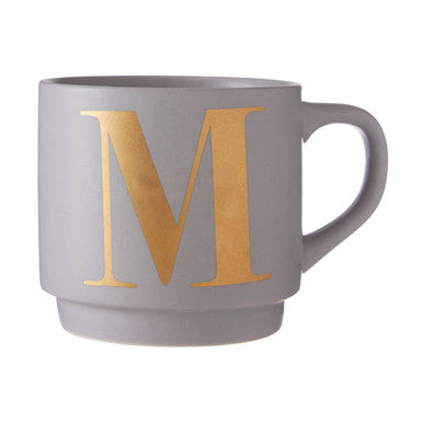 Grey Monogram Mug with M Initial