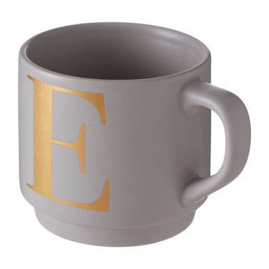 Grey Monogram Mug with Gold E Initial