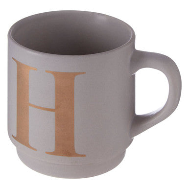 Grey Monogram Mug with H Initial