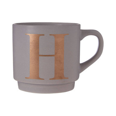 Grey Monogram Mug with H Initial