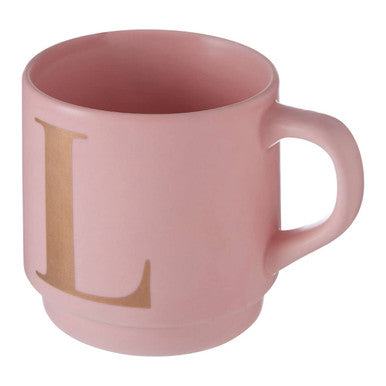 Pink Monogram Mug Letter L