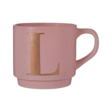 Pink Monogram Mug Letter L