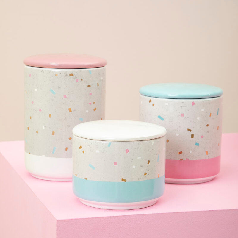 Medium Fine Earthenware Grey Pink Storage Canister